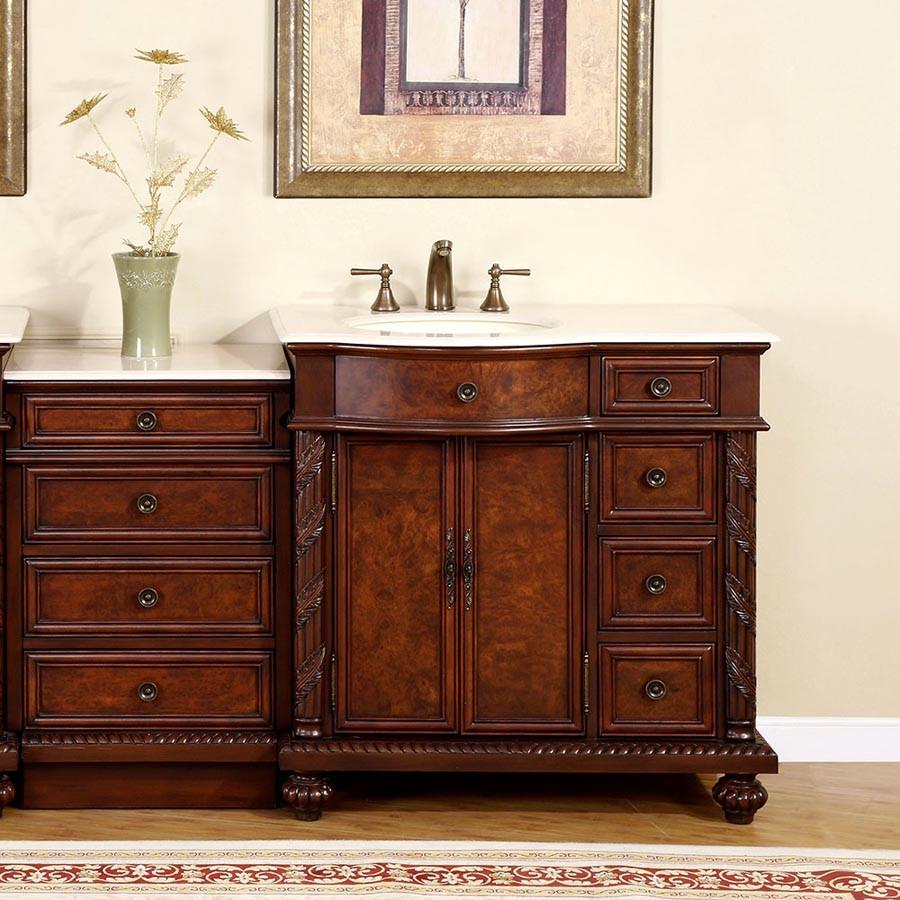 Silkroad 55.5" Traditional Single Sink Bathroom Vanity Vanity Silkroad Exclusive 