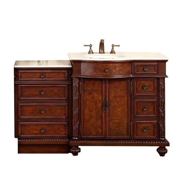 Silkroad 55.5" Traditional Single Sink Bathroom Vanity Vanity Silkroad Exclusive 