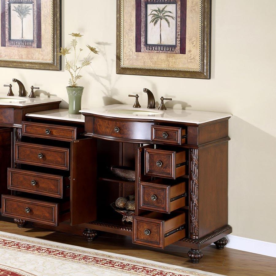 Silkroad 55.5" Traditional Single Sink Bathroom Vanity Vanity Silkroad Exclusive 