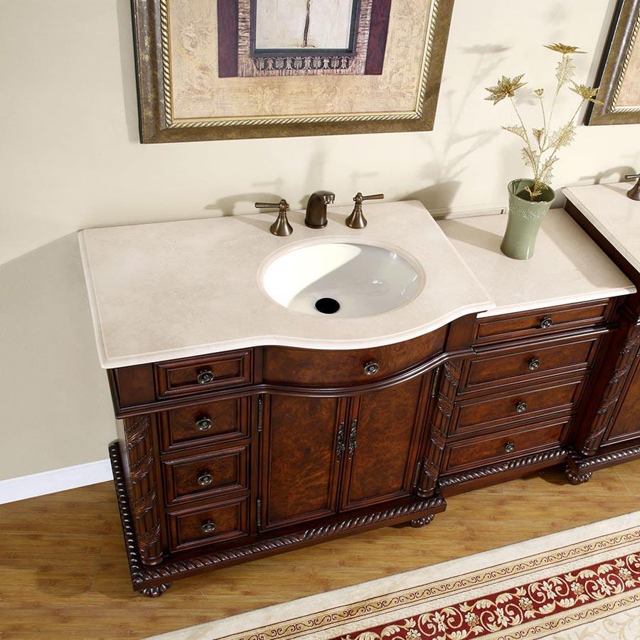 Silkroad 55.5" Traditional Single Sink Bathroom Vanity Vanity Silkroad Exclusive 