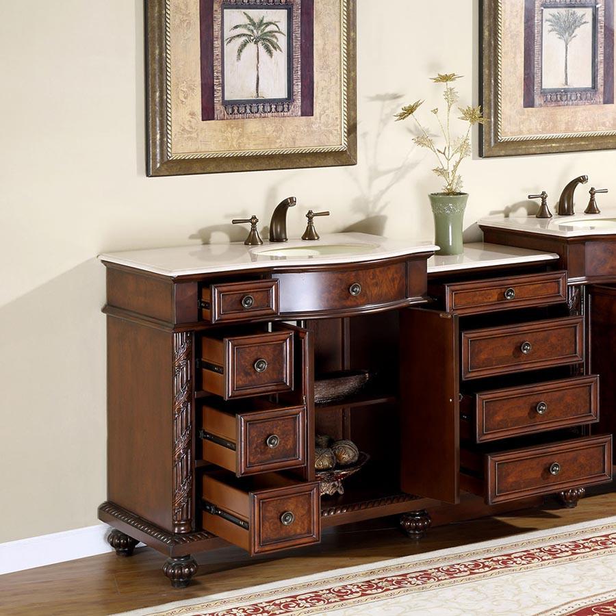 Silkroad 55.5" Traditional Single Sink Bathroom Vanity Vanity Silkroad Exclusive 