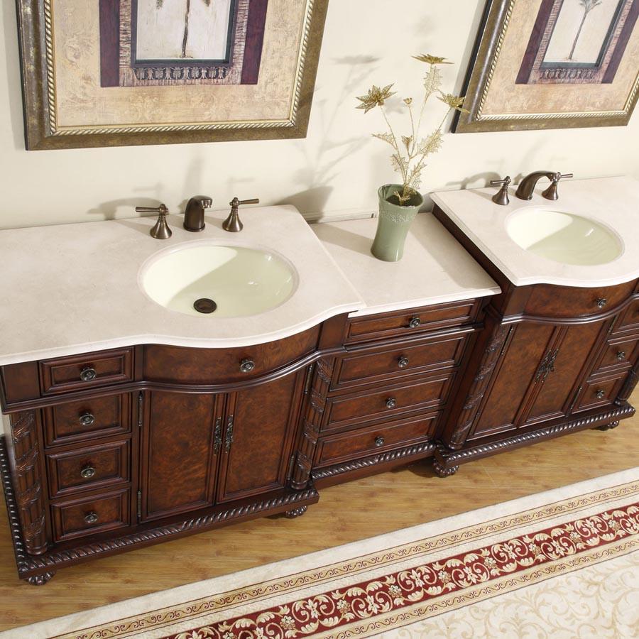 Silkroad 90.25" Traditional Double Sink Bathroom Vanity Vanity Silkroad Exclusive 