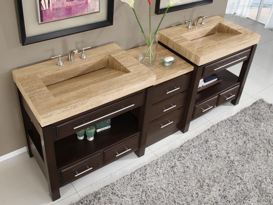 Silkroad 92" Modern Double Sink Bathroom Vanity Vanity Silkroad Exclusive 