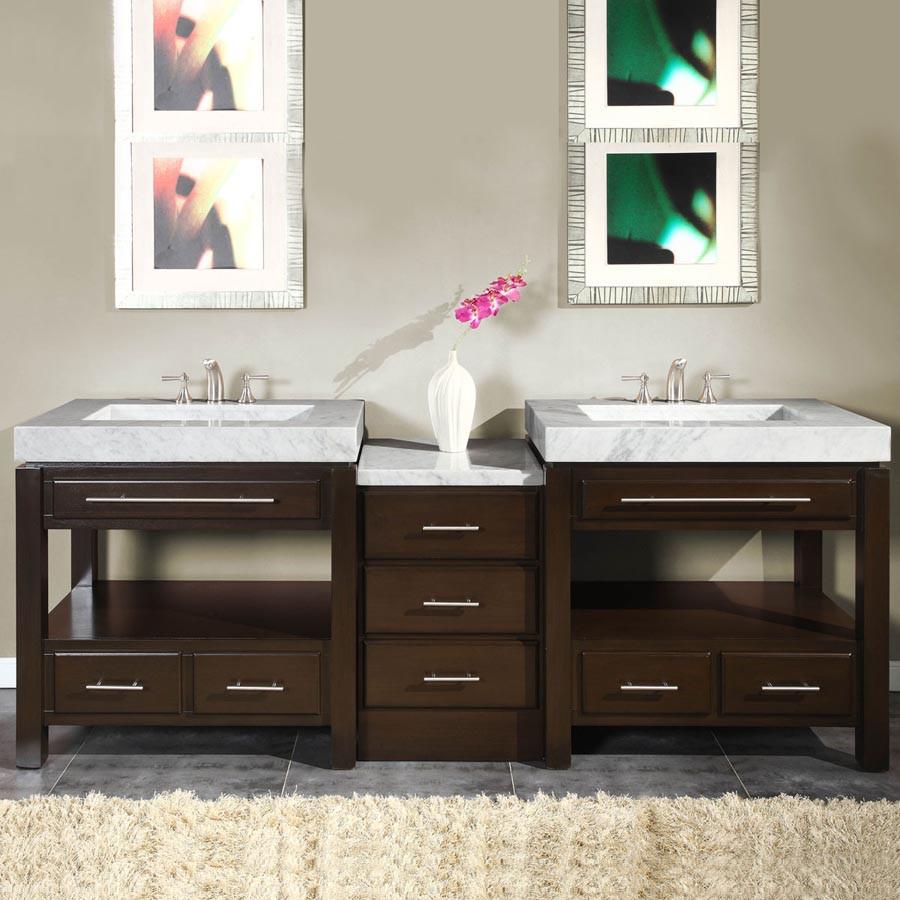 Silkroad 92" Modern Double Sink Bathroom Vanity Vanity Silkroad Exclusive 