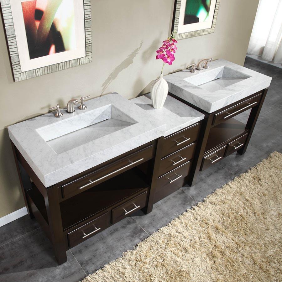 Silkroad 92" Modern Double Sink Bathroom Vanity Vanity Silkroad Exclusive 