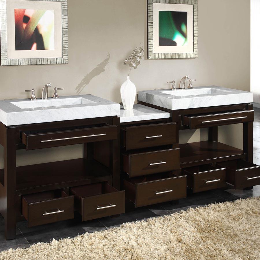 Silkroad 92" Modern Double Sink Bathroom Vanity Vanity Silkroad Exclusive 
