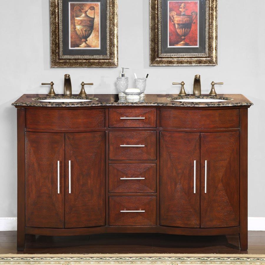 Silkroad 58" Traditional Double Sink Bathroom Vanity Vanity Silkroad Exclusive 