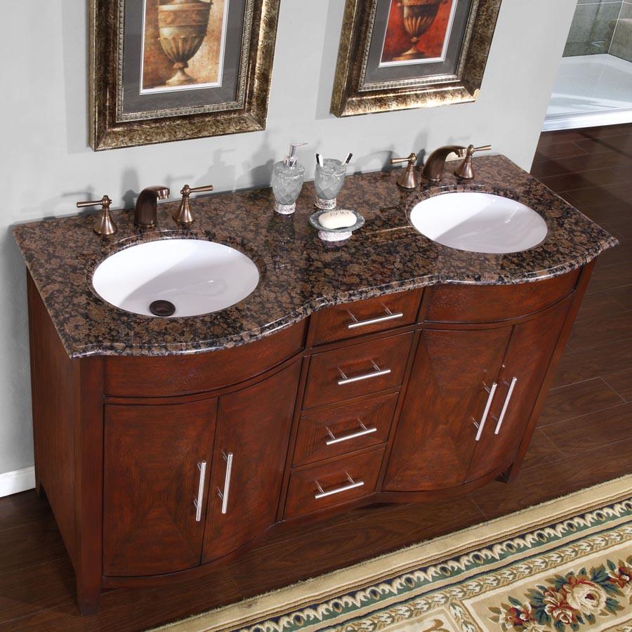Silkroad 58" Traditional Double Sink Bathroom Vanity Vanity Silkroad Exclusive 