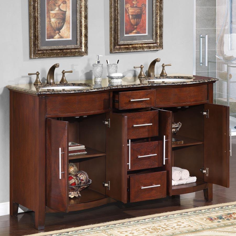 Silkroad 58" Traditional Double Sink Bathroom Vanity Vanity Silkroad Exclusive 