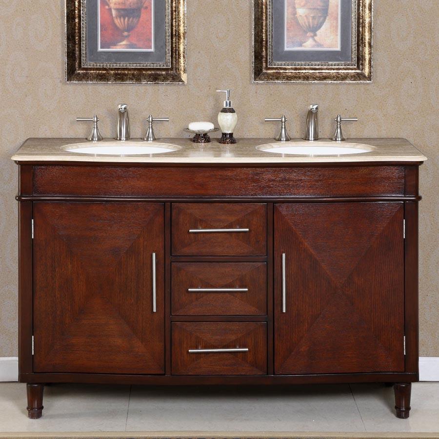 Silkroad 55" Traditional Double Sink Bathroom Vanity Vanity Silkroad Exclusive 