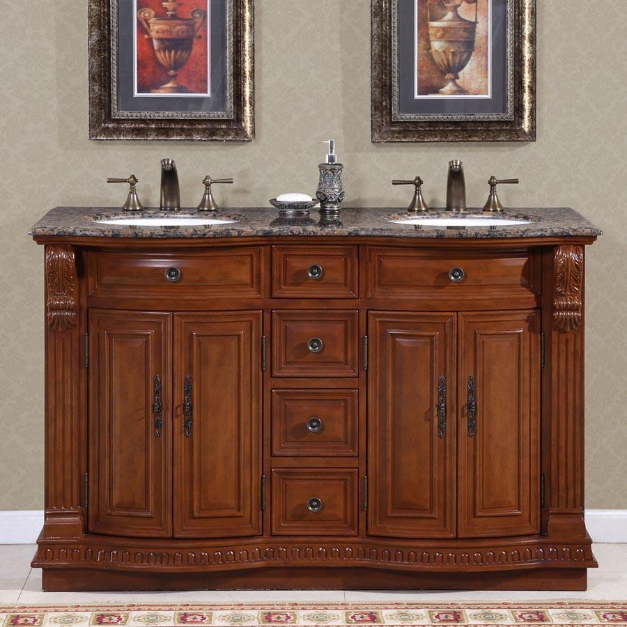 Silkroad 55" Transitional Double Sink Bathroom Vanity Vanity Silkroad Exclusive 