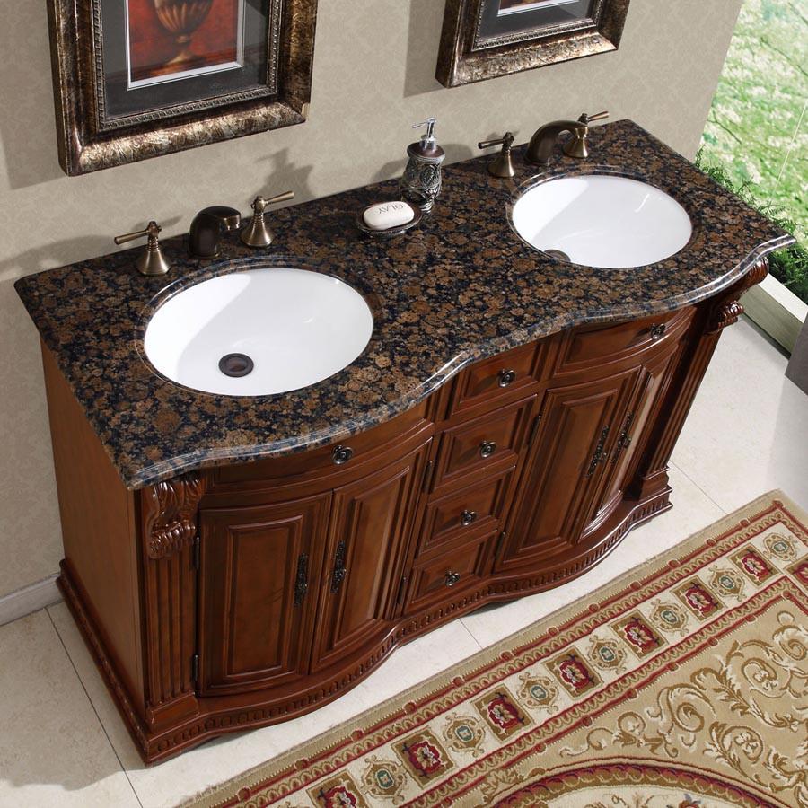 Silkroad 55" Transitional Double Sink Bathroom Vanity Vanity Silkroad Exclusive 