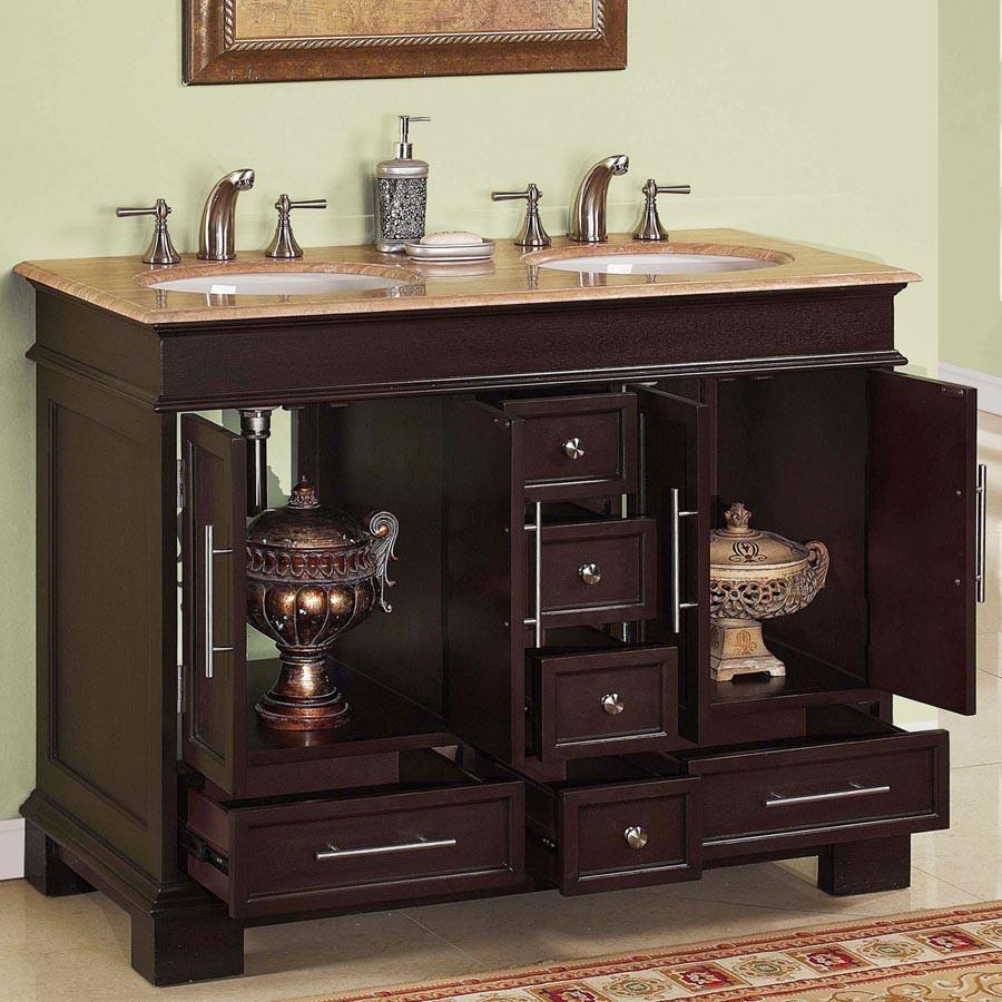 Silkroad 48" Transitional Double Sink Bathroom Vanity Vanity Silkroad Exclusive 