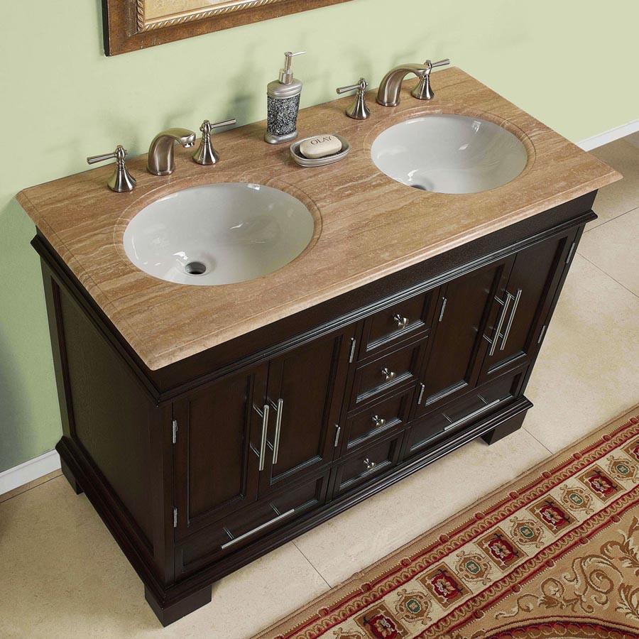 Silkroad 48" Transitional Double Sink Bathroom Vanity Vanity Silkroad Exclusive 