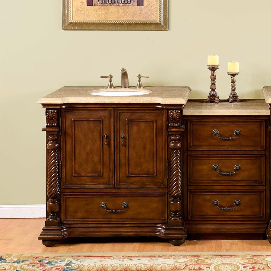 Silkroad 57" Transitional Single Sink Bathroom Vanity Vanity Silkroad Exclusive 