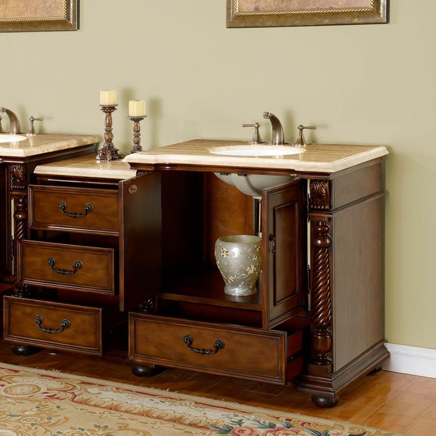 Silkroad 57" Transitional Single Sink Bathroom Vanity Vanity Silkroad Exclusive 