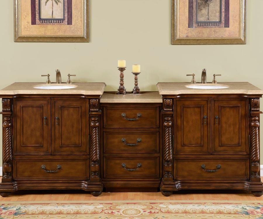 Silkroad 92" Transitional Double Sink Bathroom Vanity Vanity Silkroad Exclusive 