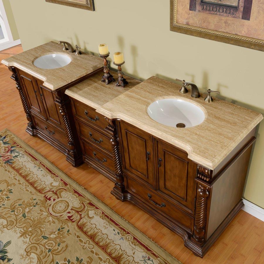 Silkroad 92" Transitional Double Sink Bathroom Vanity Vanity Silkroad Exclusive 
