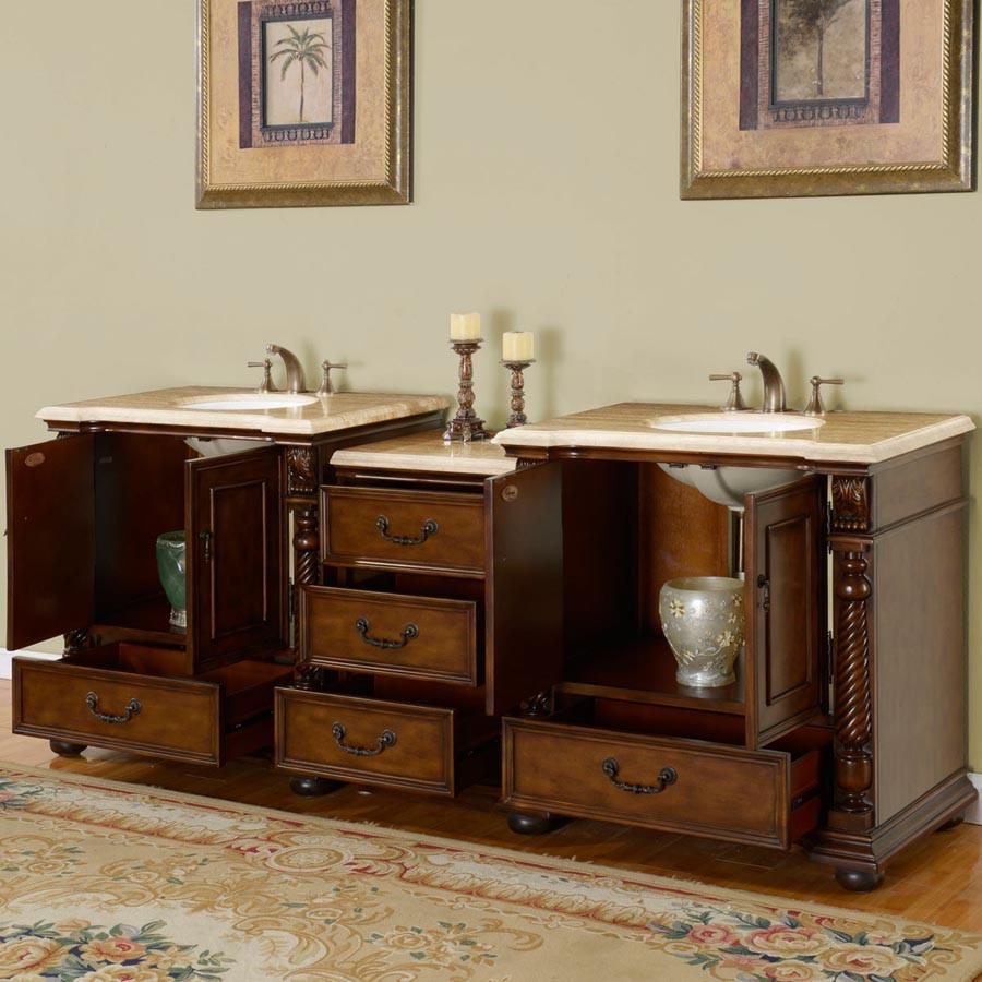 Silkroad 92" Transitional Double Sink Bathroom Vanity Vanity Silkroad Exclusive 