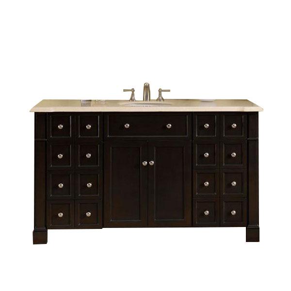 Silkroad 60" Transitional Single Sink Bathroom Vanity Vanity Silkroad Exclusive 