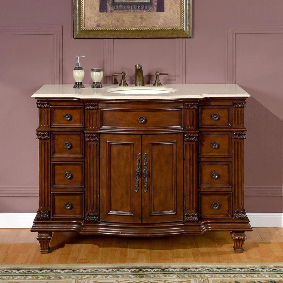 Silkroad 48" Transitional Single Sink Bathroom Vanity Vanity Silkroad Exclusive 