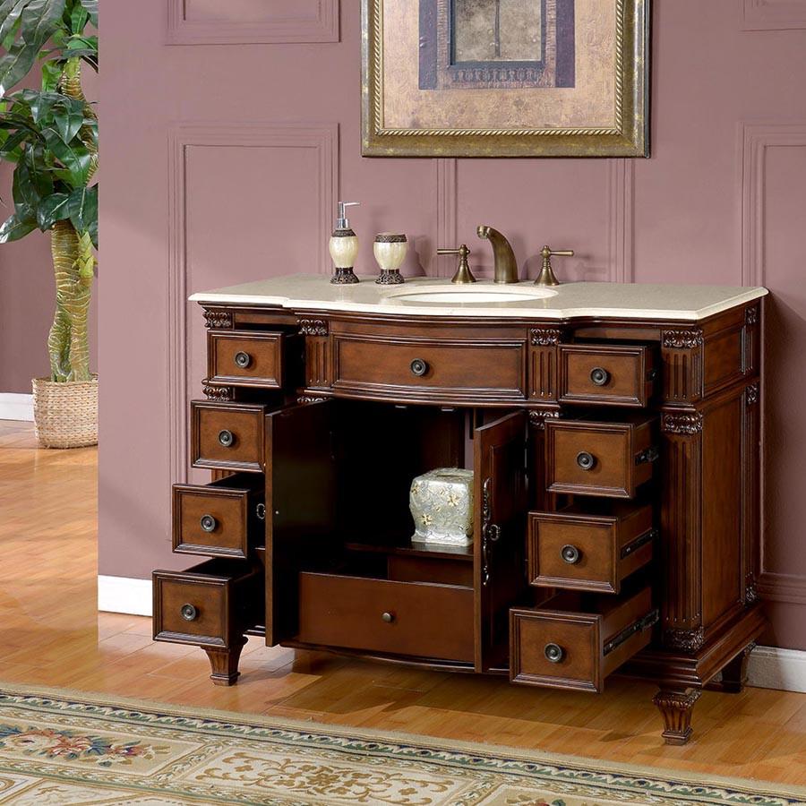 Silkroad 48" Transitional Single Sink Bathroom Vanity Vanity Silkroad Exclusive 