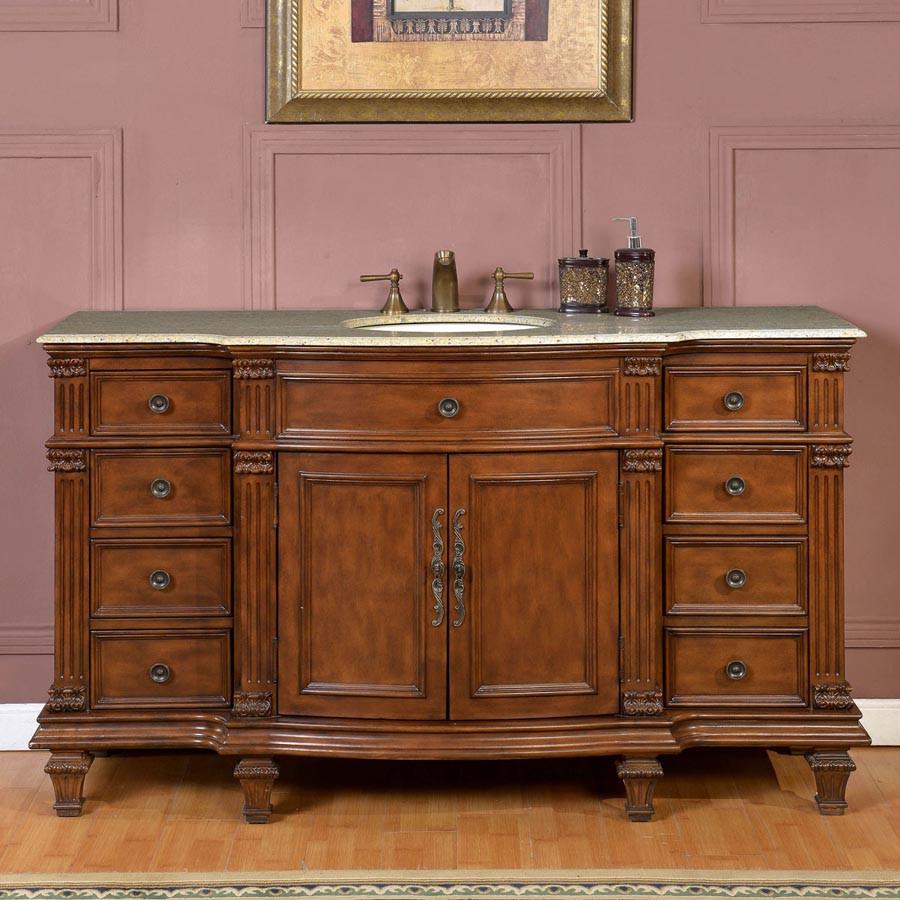 Silkroad 60" Transitional Single Sink Bathroom Vanity Vanity Silkroad Exclusive 
