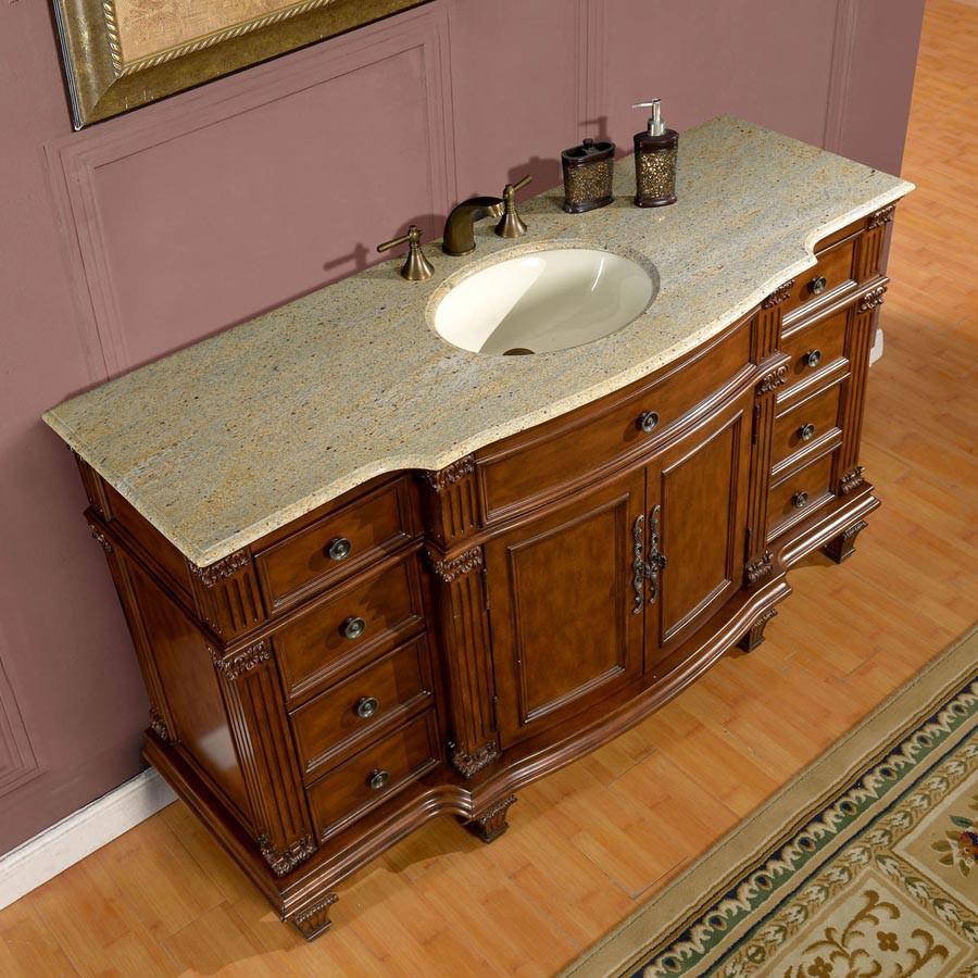 Silkroad 60" Transitional Single Sink Bathroom Vanity Vanity Silkroad Exclusive 
