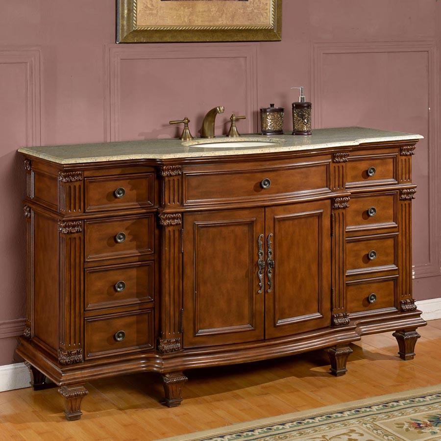 Silkroad 60" Transitional Single Sink Bathroom Vanity Vanity Silkroad Exclusive 