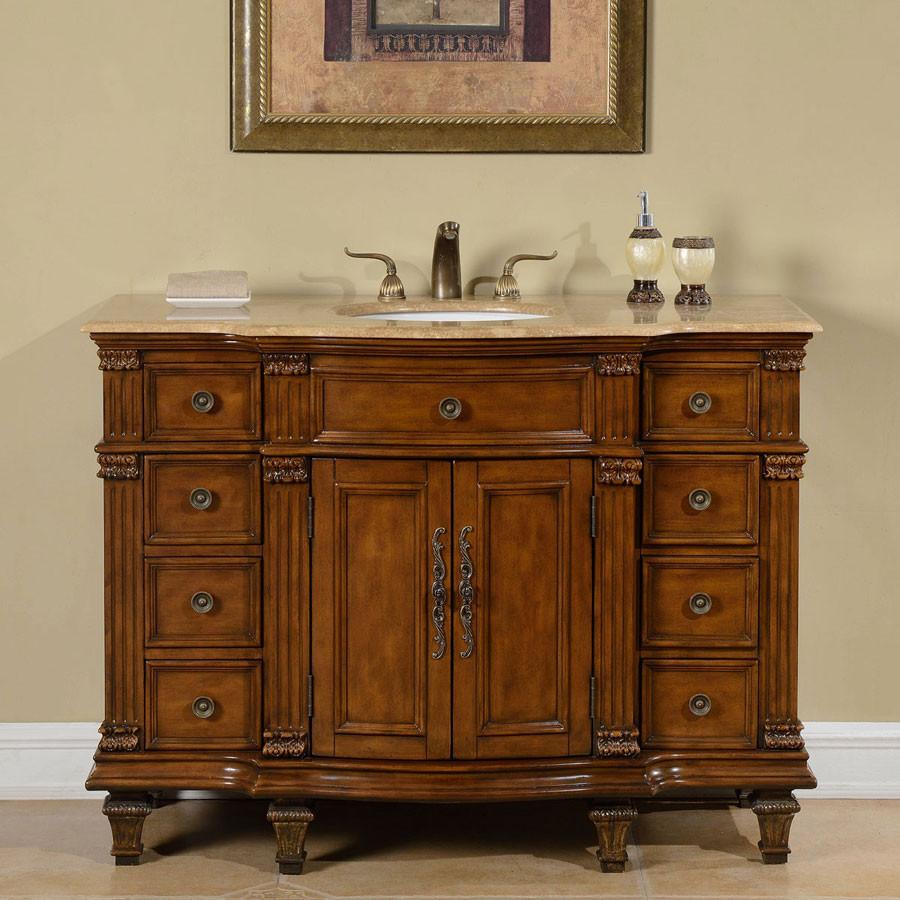 Silkroad 48" Transitional Single Sink Bathroom Vanity Vanity Silkroad Exclusive 