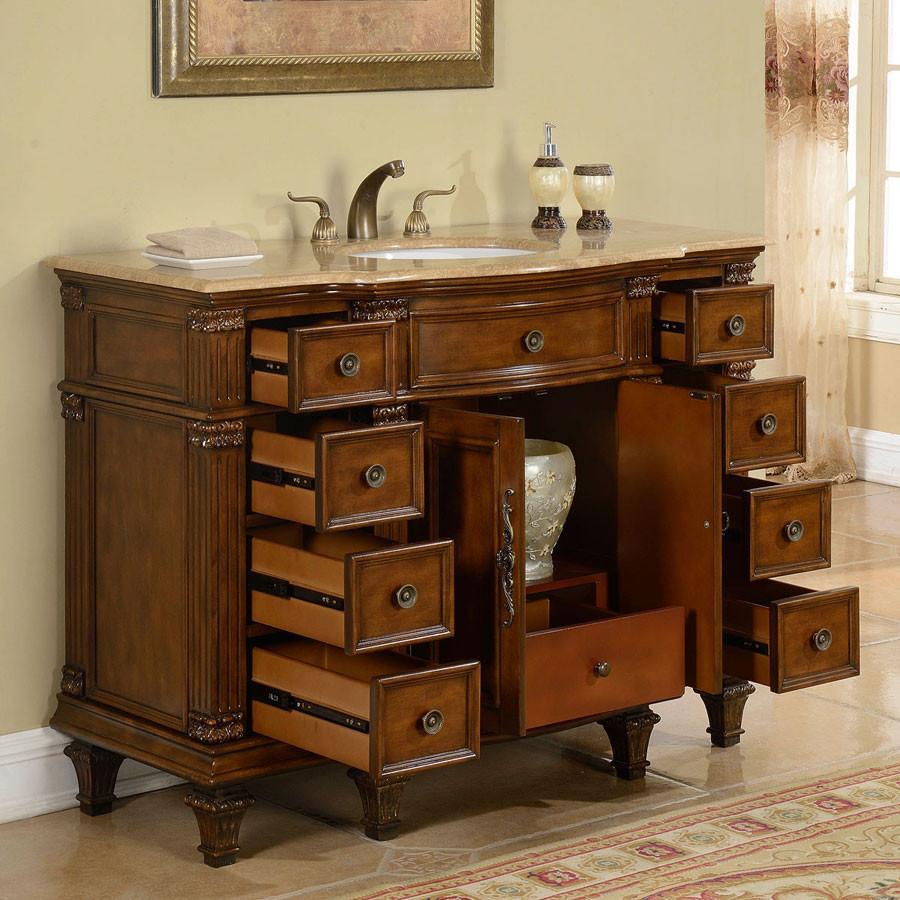 Silkroad 48" Transitional Single Sink Bathroom Vanity Vanity Silkroad Exclusive 