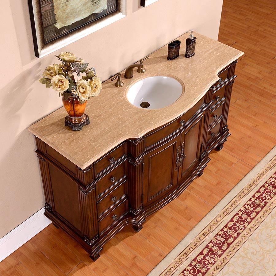 Silkroad 60" Transitional Single Sink Bathroom Vanity Vanity Silkroad Exclusive 