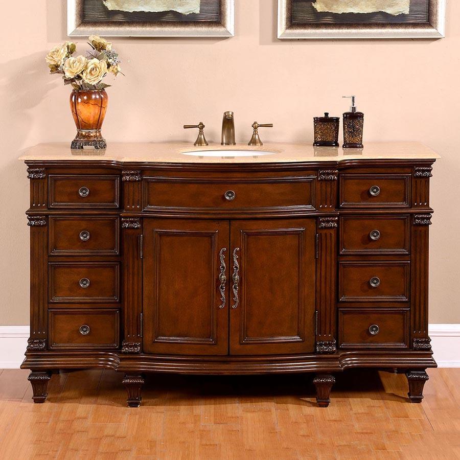 Silkroad 60" Transitional Single Sink Bathroom Vanity Vanity Silkroad Exclusive 