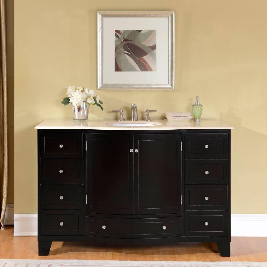Silkroad 55" Transitional Single Sink Bathroom Vanity Vanity Silkroad Exclusive 