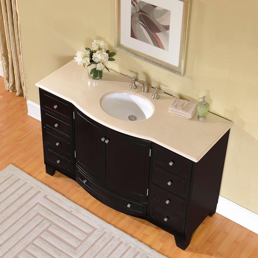 Silkroad 55" Transitional Single Sink Bathroom Vanity Vanity Silkroad Exclusive 
