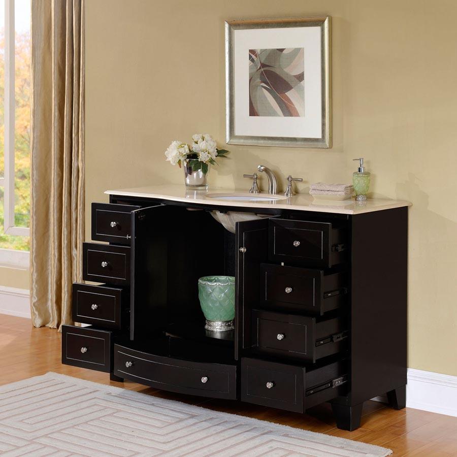 Silkroad 55" Transitional Single Sink Bathroom Vanity Vanity Silkroad Exclusive 