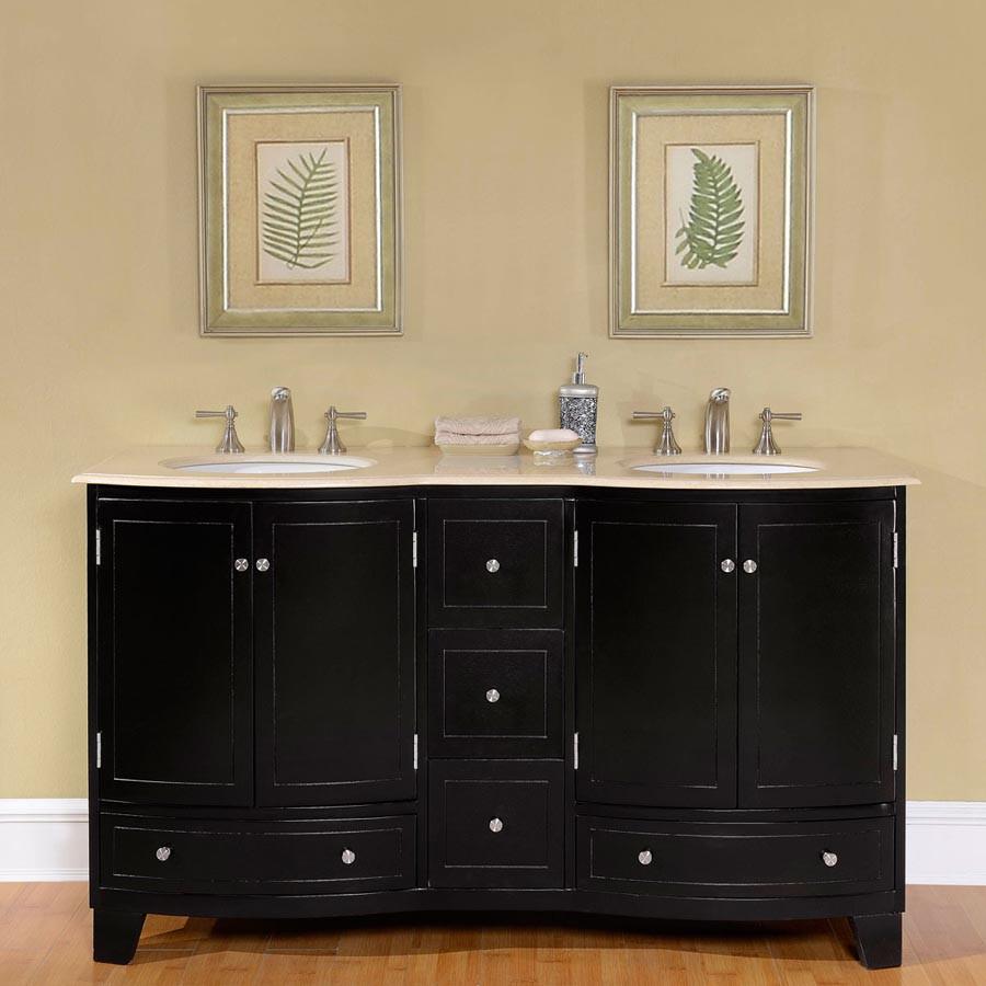 Silkroad 60" Transitional Double Sink Bathroom Vanity Vanity Silkroad Exclusive 