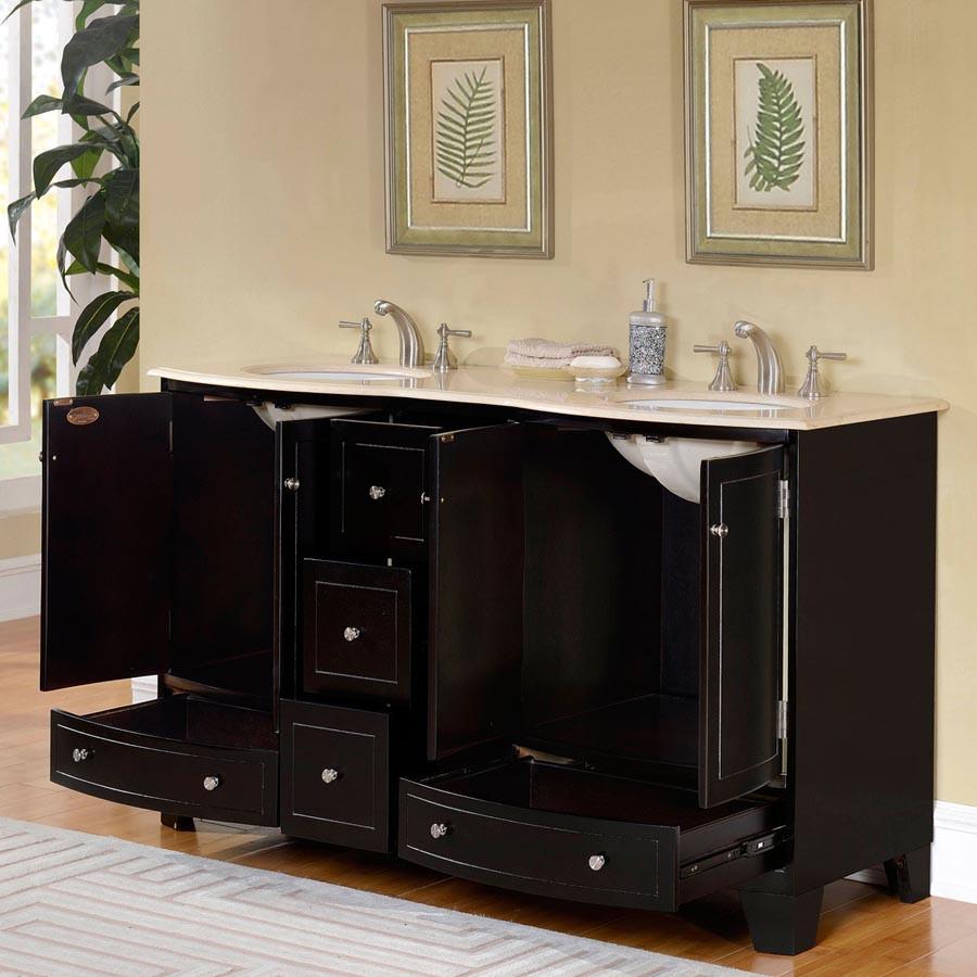 Silkroad 60" Transitional Double Sink Bathroom Vanity Vanity Silkroad Exclusive 