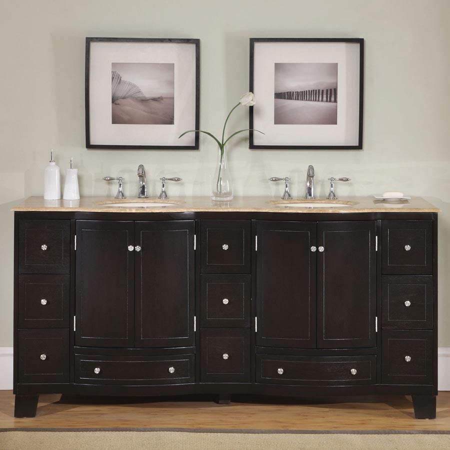 Silkroad 72" Transitional Double Sink Bathroom Vanity Vanity Silkroad Exclusive 