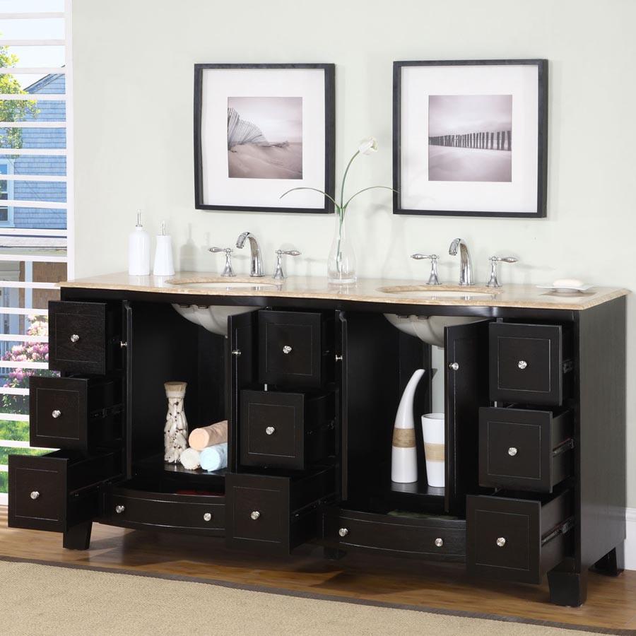 Silkroad 72" Transitional Double Sink Bathroom Vanity Vanity Silkroad Exclusive 