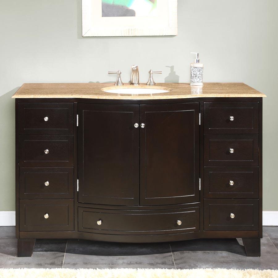 Silkroad 55" Transitional Single Sink Bathroom Vanity Vanity Silkroad Exclusive 