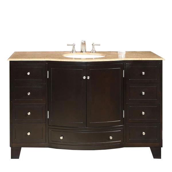 Silkroad 55" Transitional Single Sink Bathroom Vanity Vanity Silkroad Exclusive 