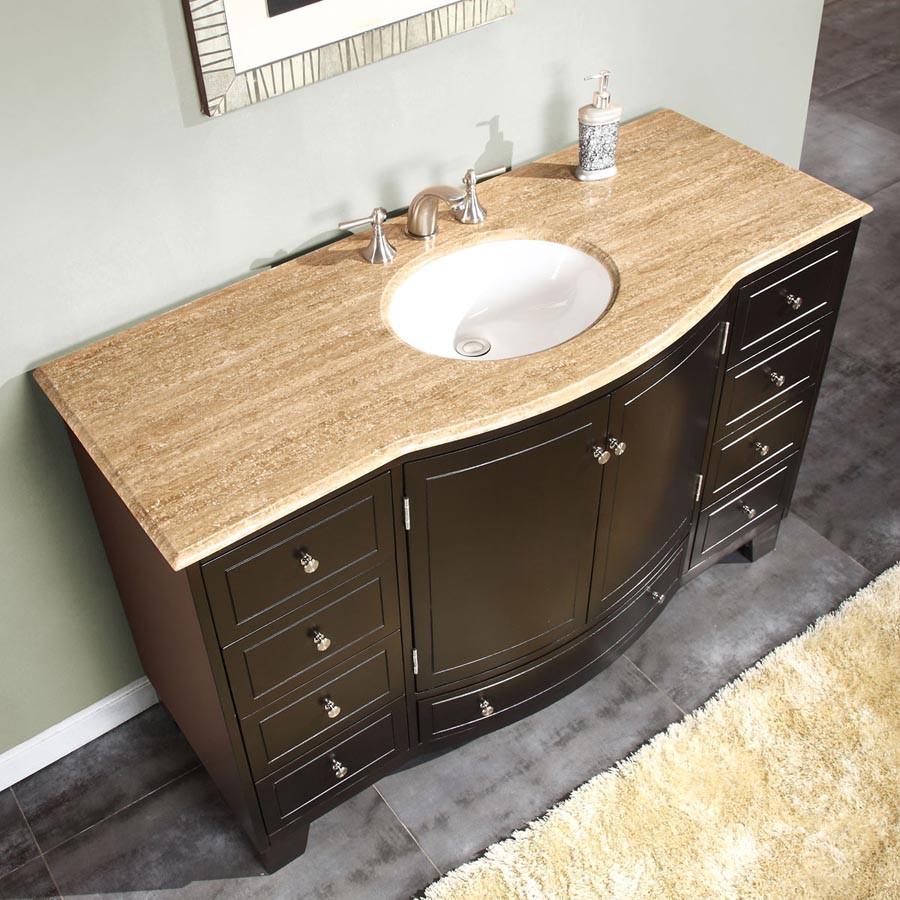 Silkroad 55" Transitional Single Sink Bathroom Vanity Vanity Silkroad Exclusive 