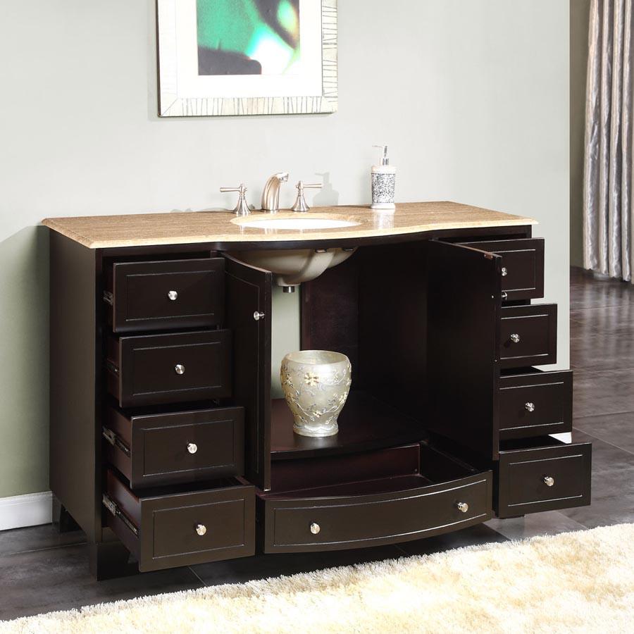 Silkroad 55" Transitional Single Sink Bathroom Vanity Vanity Silkroad Exclusive 