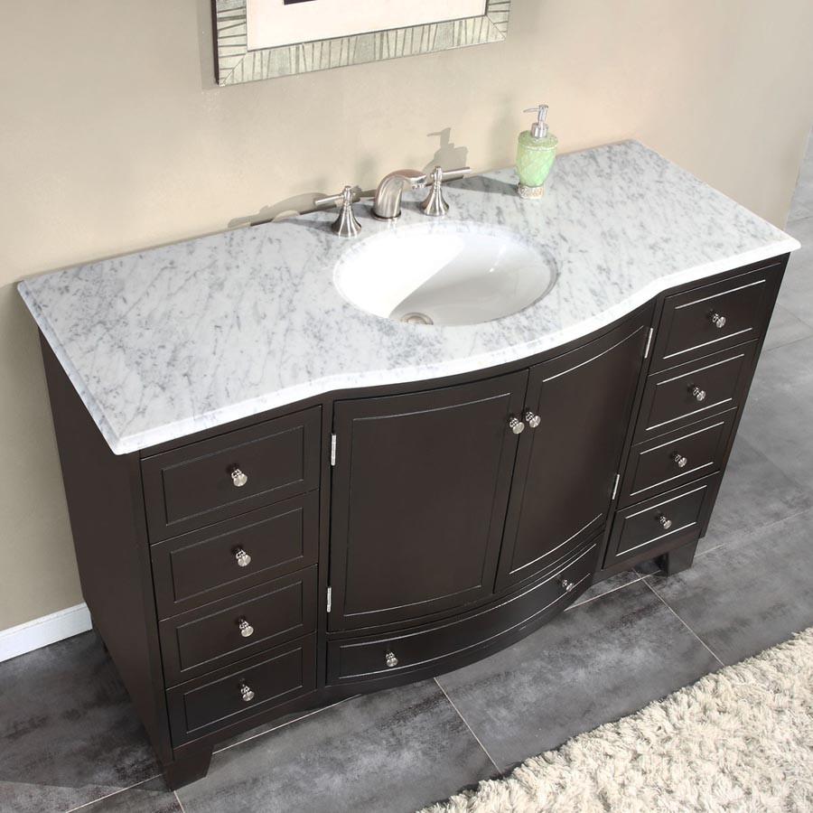 Silkroad 55" Transitional Single Sink Bathroom Vanity Vanity Silkroad Exclusive 