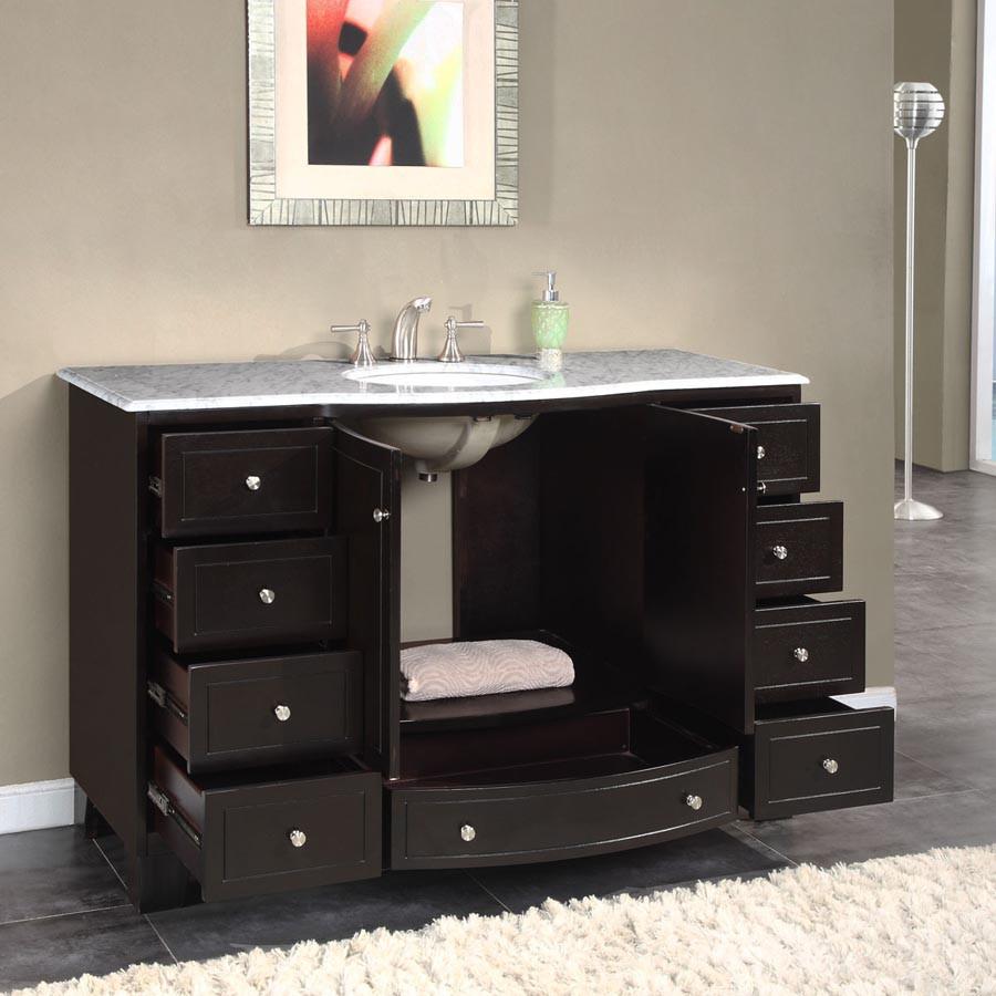 Silkroad 55" Transitional Single Sink Bathroom Vanity Vanity Silkroad Exclusive 