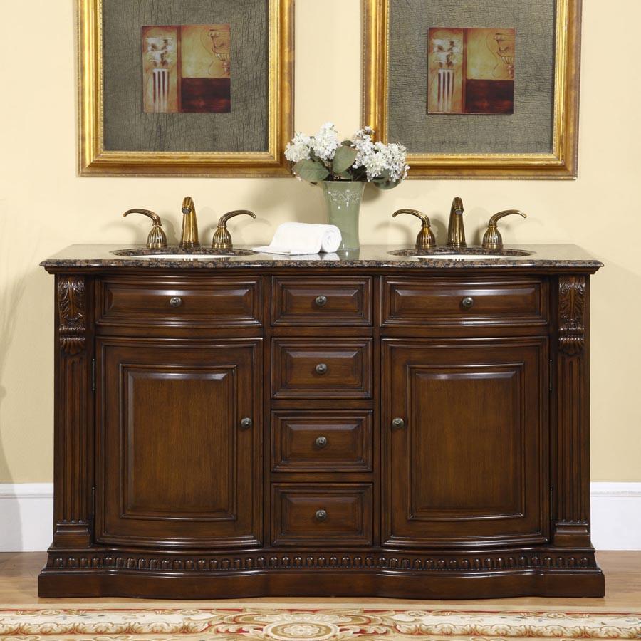 Silkroad 60" Traditional Double Sink Bathroom Vanity Vanity Silkroad Exclusive 