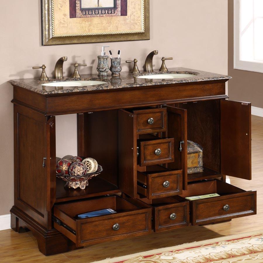 Silkroad 48" Traditional Double Sink Bathroom Vanity Vanity Silkroad Exclusive 