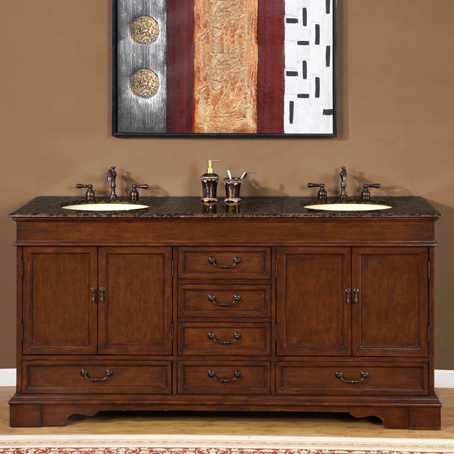 Silkroad 72" Traditional Double Sink Bathroom Vanity Vanity Silkroad Exclusive 