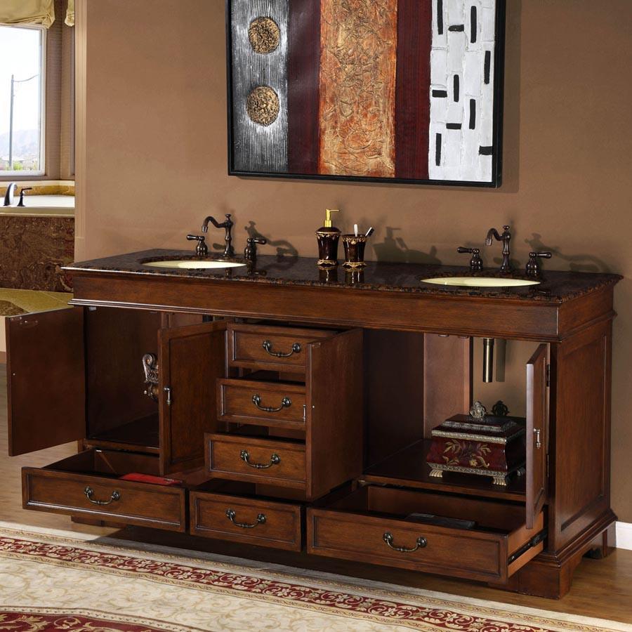 Silkroad 72" Traditional Double Sink Bathroom Vanity Vanity Silkroad Exclusive 